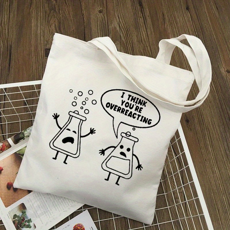 White Canvas Tote Bag Cartoon  - огляд і ціна Medical Lab Design