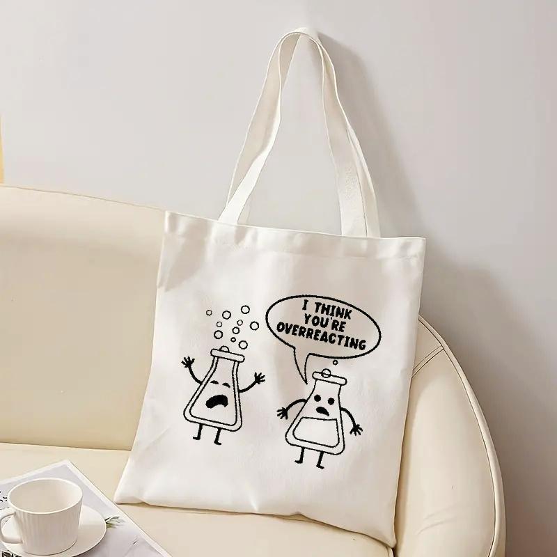 White Canvas Tote Bag Cartoon  - огляд і ціна Medical Lab Design