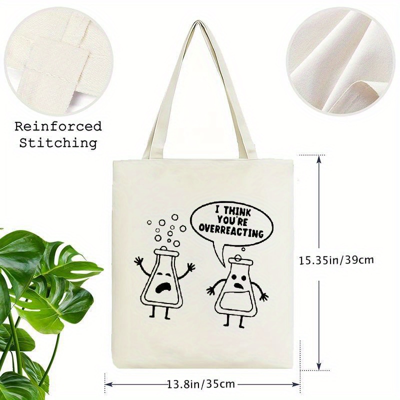 White Canvas Tote Bag Cartoon  - огляд і ціна Medical Lab Design